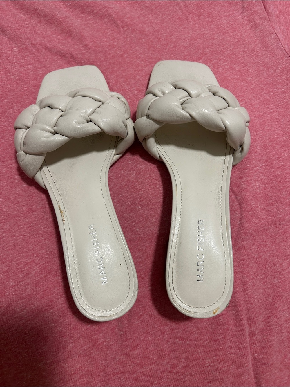 Marc Fisher Braided Slide Sandals in White